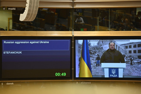 Debatte zur Aggression Russlands gegen die Ukraine im Europäischen Parlament in Brüssel