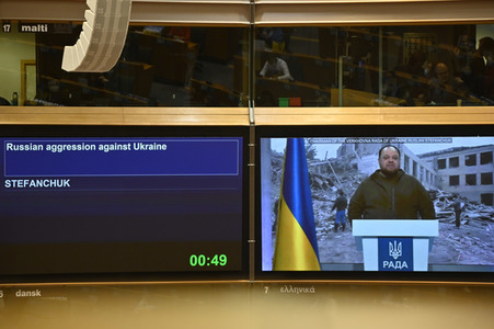 Debatte zur Aggression Russlands gegen die Ukraine im Europäischen Parlament in Brüssel
