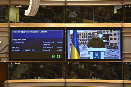 Debatte zur Aggression Russlands gegen die Ukraine im Europäischen Parlament in Brüssel