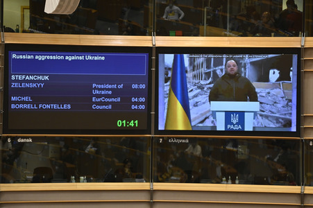 Debatte zur Aggression Russlands gegen die Ukraine im Europäischen Parlament in Brüssel