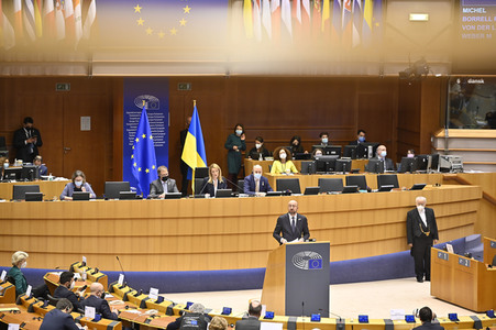 Debatte zur Aggression Russlands gegen die Ukraine im Europäischen Parlament in Brüssel