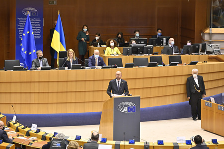 Debatte zur Aggression Russlands gegen die Ukraine im Europäischen Parlament in Brüssel