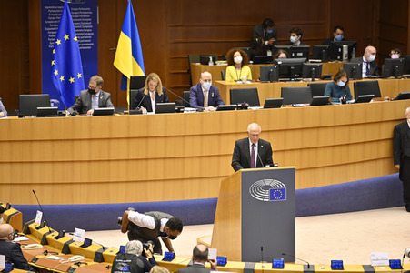Debatte zur Aggression Russlands gegen die Ukraine im Europäischen Parlament in Brüssel