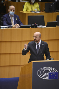 Debatte zur Aggression Russlands gegen die Ukraine im Europäischen Parlament in Brüssel