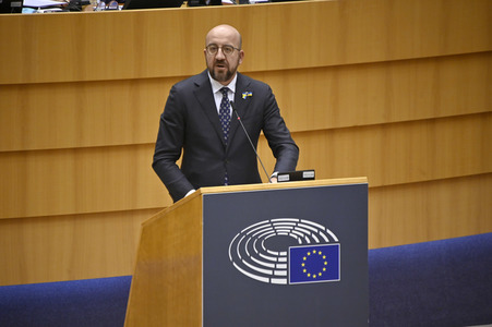 Debatte zur Aggression Russlands gegen die Ukraine im Europäischen Parlament in Brüssel