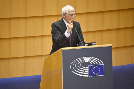 Debatte zur Aggression Russlands gegen die Ukraine im Europäischen Parlament in Brüssel