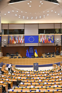 Der Plenarsaal vom EU-Parlament in Brüssel