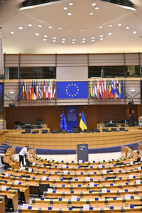 Der Plenarsaal vom EU-Parlament in Brüssel