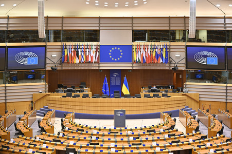 Der Plenarsaal vom EU-Parlament in Brüssel