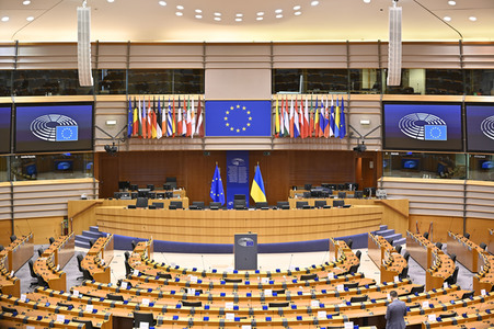Der Plenarsaal vom EU-Parlament in Brüssel