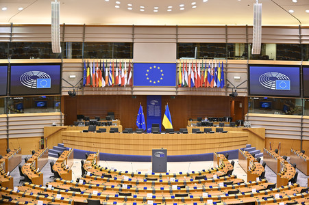 Der Plenarsaal vom EU-Parlament in Brüssel