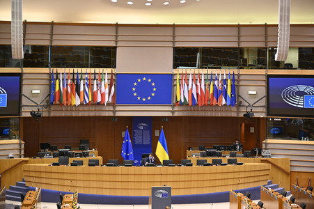 Der Plenarsaal vom EU-Parlament in Brüssel