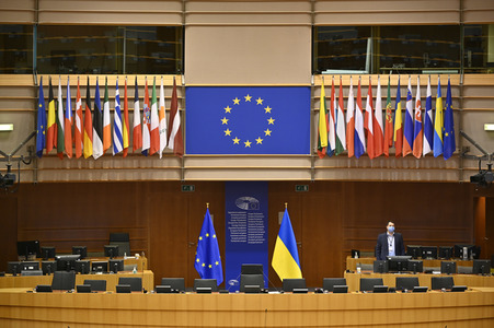 Der Plenarsaal vom EU-Parlament in Brüssel