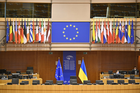 Der Plenarsaal vom EU-Parlament in Brüssel