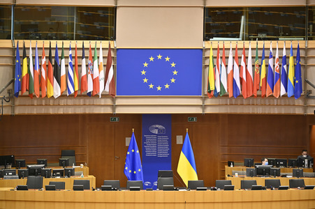 Der Plenarsaal vom EU-Parlament in Brüssel