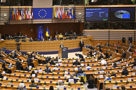 Debatte zur Aggression Russlands gegen die Ukraine im Europäischen Parlament in Brüssel