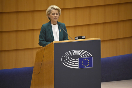 Debatte zur Aggression Russlands gegen die Ukraine im Europäischen Parlament in Brüssel