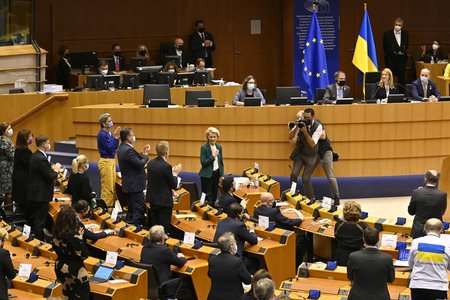Debatte zur Aggression Russlands gegen die Ukraine im Europäischen Parlament in Brüssel