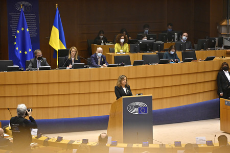 Debatte zur Aggression Russlands gegen die Ukraine im Europäischen Parlament in Brüssel