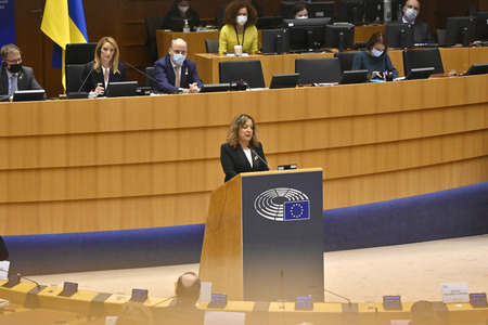 Debatte zur Aggression Russlands gegen die Ukraine im Europäischen Parlament in Brüssel