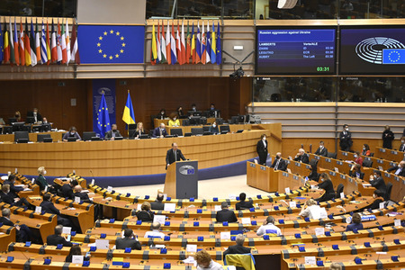 Debatte zur Aggression Russlands gegen die Ukraine im Europäischen Parlament in Brüssel