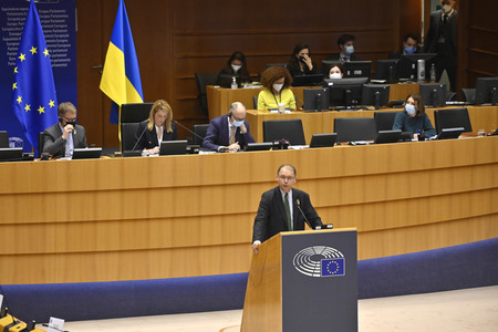 Debatte zur Aggression Russlands gegen die Ukraine im Europäischen Parlament in Brüssel