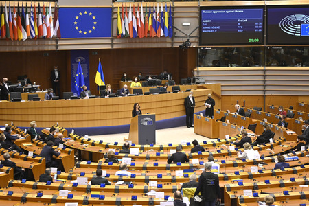 Debatte zur Aggression Russlands gegen die Ukraine im Europäischen Parlament in Brüssel