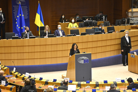 Debatte zur Aggression Russlands gegen die Ukraine im Europäischen Parlament in Brüssel