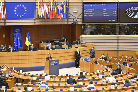 Debatte zur Aggression Russlands gegen die Ukraine im Europäischen Parlament in Brüssel