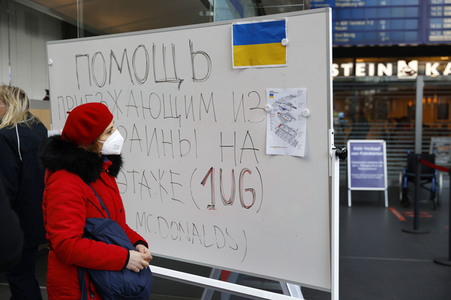Ankunft ukrainischer Flüchtlinge auf dem Hauptbahnhof Berlin