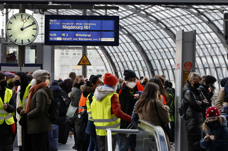 Ankunft ukrainischer Flüchtlinge auf dem Hauptbahnhof Berlin