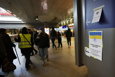 Ankunft ukrainischer Flüchtlinge auf dem Hauptbahnhof Berlin