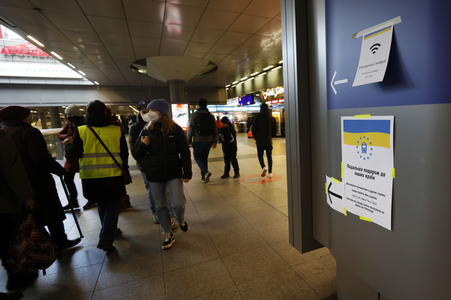 Ankunft ukrainischer Flüchtlinge auf dem Hauptbahnhof Berlin