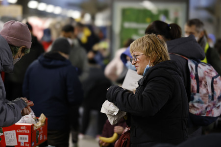 Ankunft ukrainischer Flüchtlinge auf dem Hauptbahnhof Berlin