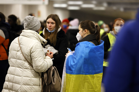 Ankunft ukrainischer Flüchtlinge auf dem Hauptbahnhof Berlin