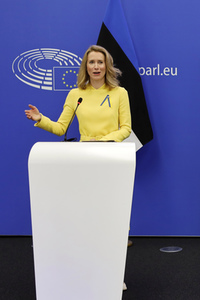 Pressekonferenz zur Sicherheitslage nach dem russischen Einmarsch in die Ukraine im EU-Parlament in Straßburg