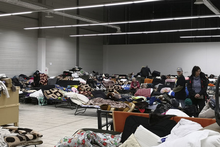 Erstaufnahmelager für ukrainische Flüchtlinge in Korczowa