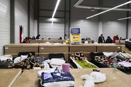 Erstaufnahmelager für ukrainische Flüchtlinge in Korczowa