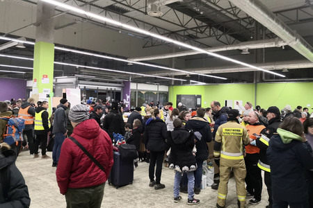 Erstaufnahmelager für ukrainische Flüchtlinge in Korczowa