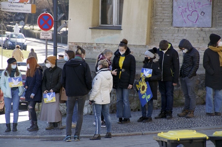 Menschenkette gegen Ukraine-Krieg in Görlitz