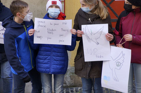 Menschenkette gegen Ukraine-Krieg in Görlitz