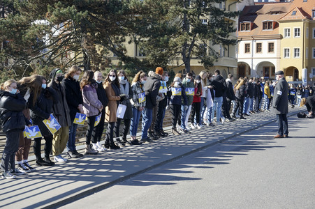 Menschenkette gegen Ukraine-Krieg in Görlitz
