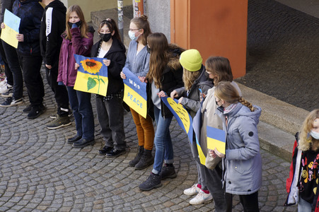 Menschenkette gegen Ukraine-Krieg in Görlitz
