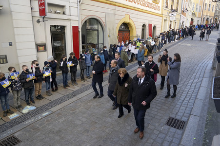 Menschenkette gegen Ukraine-Krieg in Görlitz