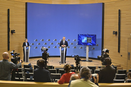 Pressekonferenz mit Jens Stoltenberg im NATO Hauptquartier in Brüssel