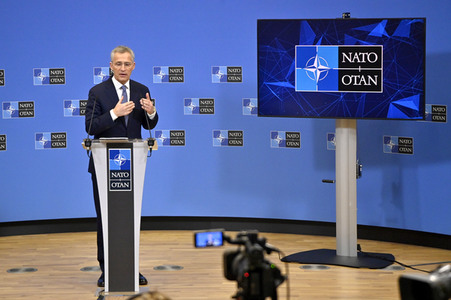 Pressekonferenz mit Jens Stoltenberg im NATO Hauptquartier in Brüssel