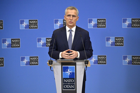 Pressekonferenz mit Jens Stoltenberg im NATO Hauptquartier in Brüssel