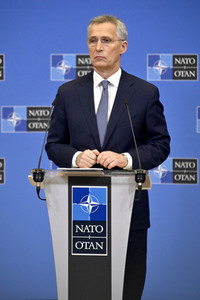 Pressekonferenz mit Jens Stoltenberg im NATO Hauptquartier in Brüssel