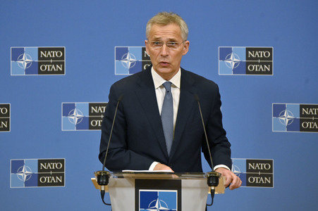 Pressekonferenz mit Jens Stoltenberg im NATO Hauptquartier in Brüssel