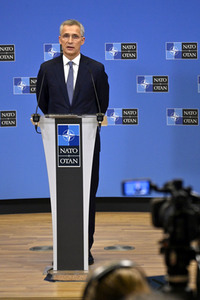 Pressekonferenz mit Jens Stoltenberg im NATO Hauptquartier in Brüssel